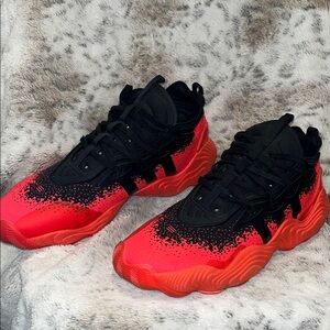 Adidas Red and Black Sneakers with Gradient Design